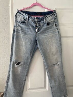 Silver Jeans Light Blue Distressed Boyfriend Jeans
